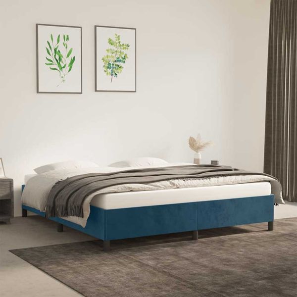 vidaXL Rám postele bez matraca tmavomodrý 160x200 cm zamat