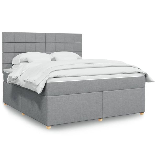 vidaXL Boxspring posteľ s matracom bledosivá 180x200 cm látka