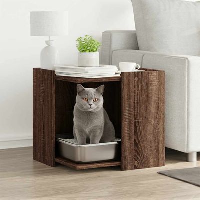 vidaXL Uzavretý box na stelivo, hnedý dub 53x53x51cm, kompozitné drevo