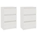 vidaXL Nočné stolíky 2 ks biele 40x29,5x64 cm borovicový masív