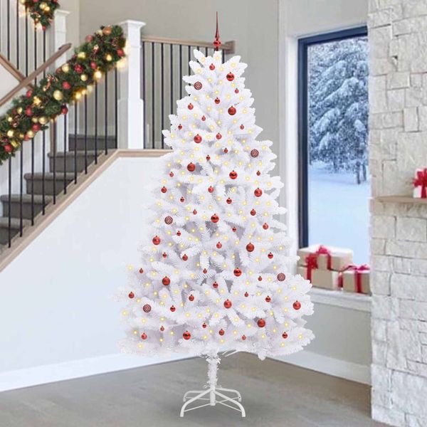 vidaXL Umelý Sklápací Vianočný Stromček Biela 270 cm PVC a oceľ