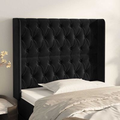 vidaXL Čelo postele so záhybmi čierne 103 x 16 x 118/128 cm zamat