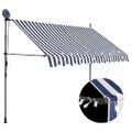 vidaXL Ručne zaťahovacia markíza s LED 250 cm, modro biela