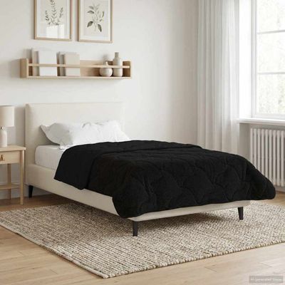 vidaXL Letná prikrývka Čierna 155 x 200 cm Mikrofáza a Teddy fleece