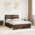 vidaXL Rám postele Dymová dub 140 x 190 cm Masívne borovicové drevo