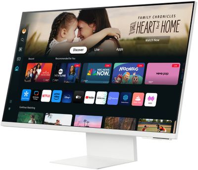 Samsung Smart Monitor/M80D/32"/VA/4K UHD/60Hz/4ms/White/2R LED monitor, 32", VA, 3840×2160, 16:9, 4ms, 400cd/m2, 3000:1, 2× USB, USB-C, 1× HDMI, Wi-Fi, webkamera, Bluetooth, en. trieda F, biela