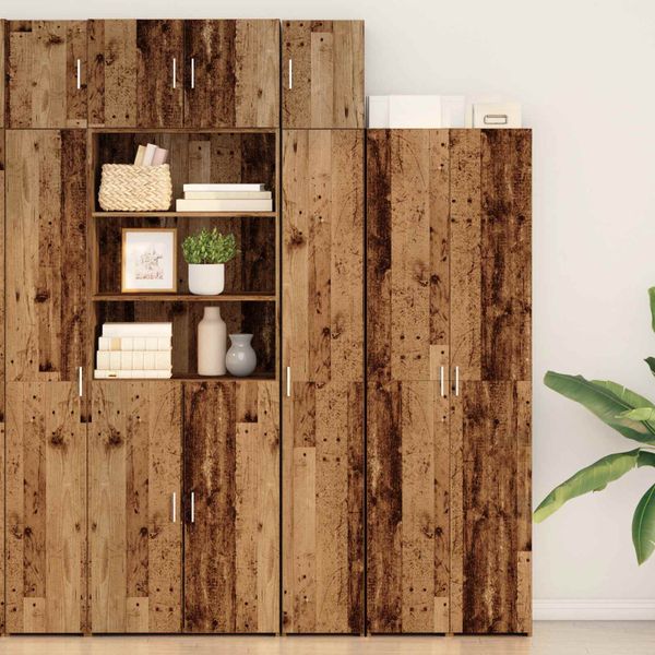 vidaXL Úložný kabinet so policami Staré drevo 30 x 42,5 x 225 cm