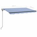 vidaXL Automatická markíza, LED a senzor vetra 400x300 cm, modrá/biela
