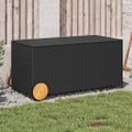 vidaXL Záhradný úložný box s kolieskami čierny 190 l polyratan