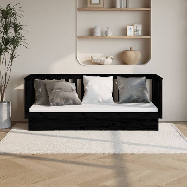 vidaXL Denná posteľ čierna 75x190 cm borovicový masív