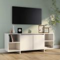 vidaXL TV skrinka lesklá biela 130x35x50 cm drevotrieska