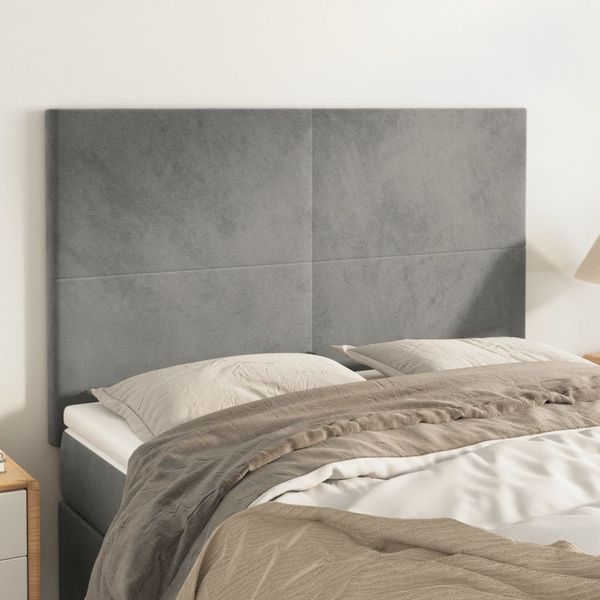 vidaXL Čelo postele, svetlosivé, 144x5x118/128 cm, zamatové