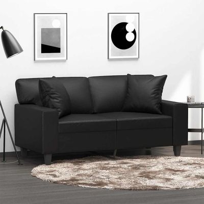 vidaXL 2-miestna pohovka s vankúšmi čierna 120 cm umelá koža