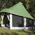 vidaXL Tipi stan so strechou Zelená 404 x 370 x 270 cm taft