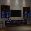vidaXL 7-dielna súprava TV nástenných skriniek s LED dymový dub