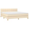 vidaXL Posteľný rám boxspring s matracom krémový 180x200 cm látka