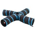 vidaXL Mačací tunel 4-cestný čierno-modrý 25 cm polyester