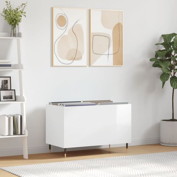 vidaXL Skrinka na platne lesklá biela 74,5x38x48 cm kompozitné drevo