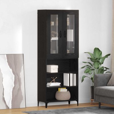 vidaXL Highboard Čierny dub 69,5 x 34 x 180 cm Kompozitné drevo