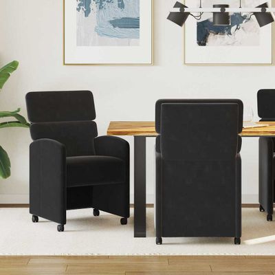 vidaXL Jedálenské stoličky na kolieskach 2 pcs Čierna 58 x 65 x 98 cm