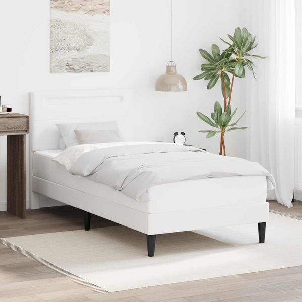 vidaXL Rám postele s LED pásikmi Biela 80 x 200 cm Umelá koža