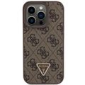 Obal Guess pre iPhone 15 Pro 6,1" GUHCP15LP4TDPW hnedý tvrdý kryt Koža 4G Triangle Strass