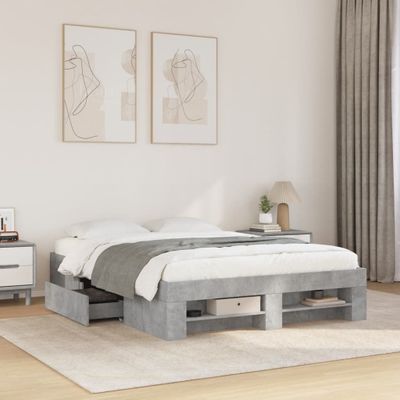 vidaXL Posteľný rám betónový sivý 120x200 cm kompozitné drevo