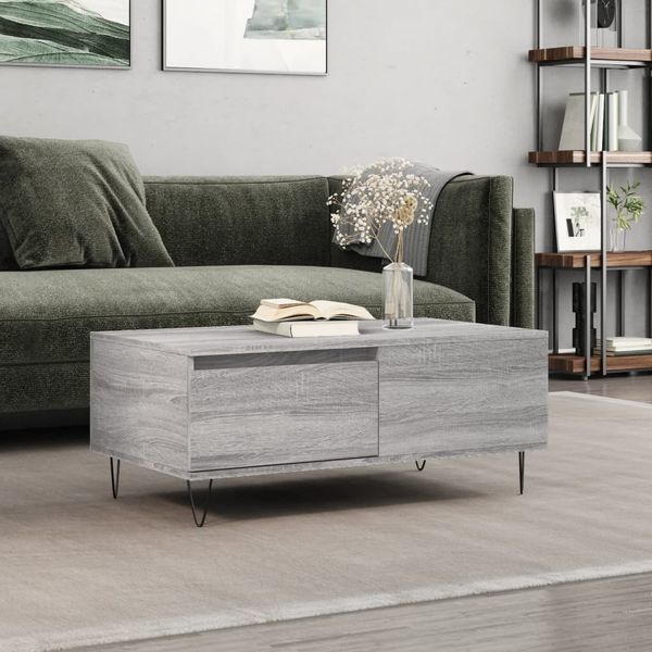 vidaXL Konferenčný stolík sivý dub sonoma 90x50x36,5 spracované drevo
