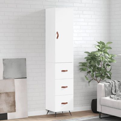 vidaXL Vysoká skrinka biela 34,5x34x180 cm spracované drevo