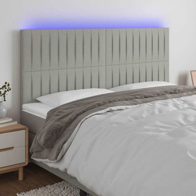 vidaXL Čelo postele s LED bledosivé 160x5x118/128 cm látka