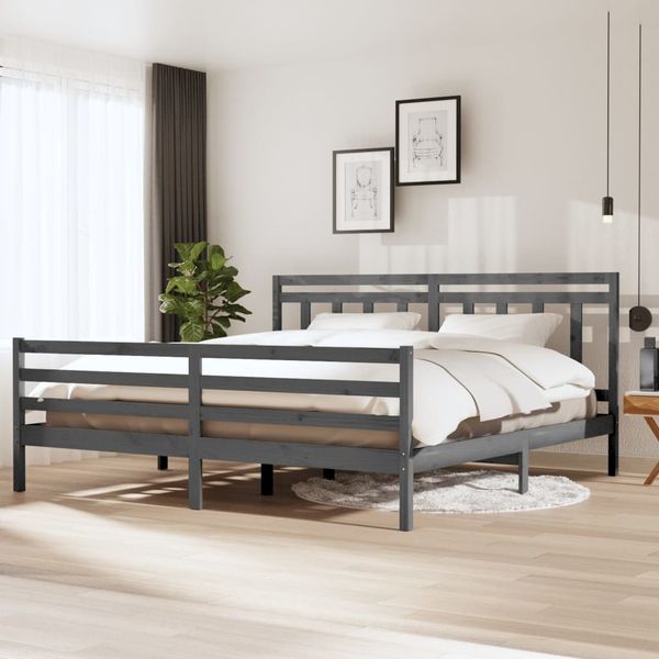 vidaXL Posteľný rám sivý masívne drevo 200x200 cm