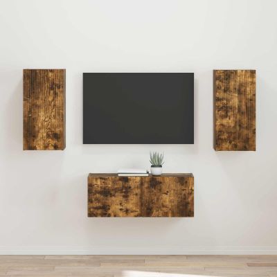 vidaXL Zostava TV skriniek Nástenný 2 pcs Dymová dub Kompozitné drevo