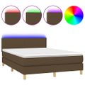 vidaXL Posteľ boxsping s matracom a LED tmavohnedá 140x200 cm látka