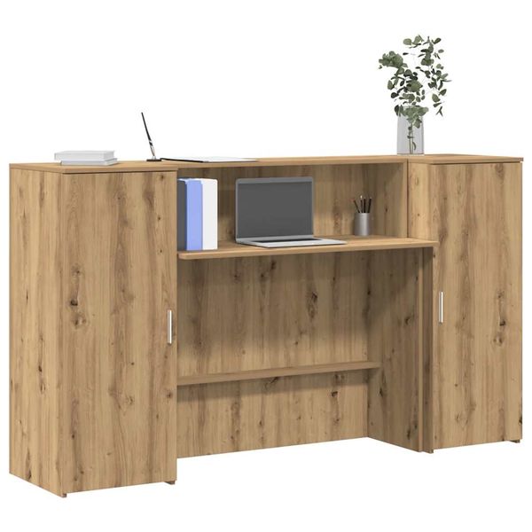 vidaXL Recepčný stôl dub artisan 180x50x103,5 cm kompozitné drevo