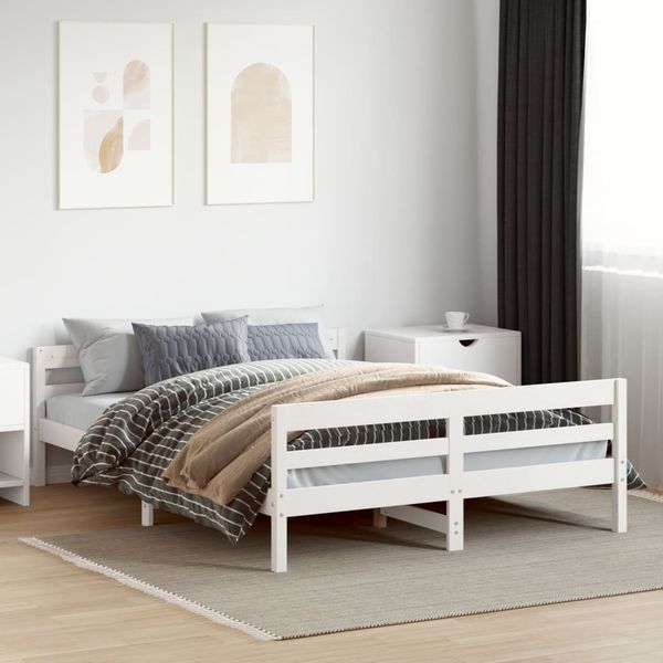 vidaXL Posteľ bez matraca biela 140x200 cm masívna borovica