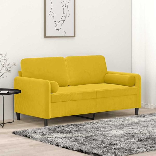 vidaXL 2-miestna pohovka s vankúšikmi žltá 140 cm zamat