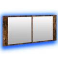 vidaXL LED kúpeľňová zrkadlová skrinka dymový dub 100x12x45 cm