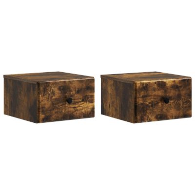 vidaXL Nástenná nočná skrinka 2 pcs Dymový dub 34,5 x 33 x 20 cm