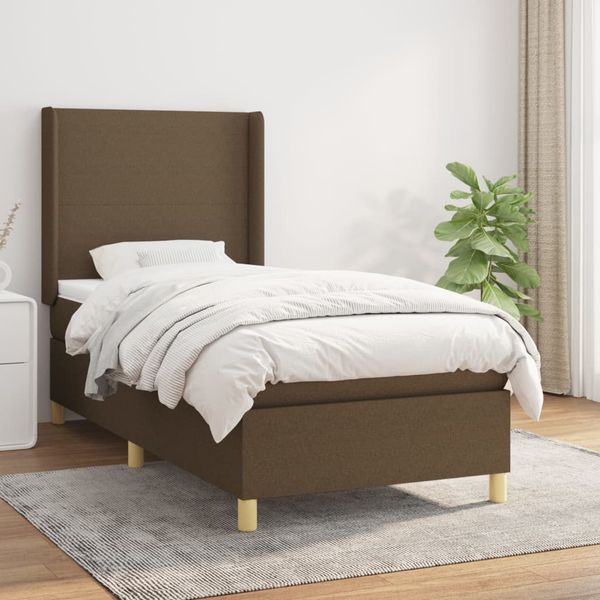 vidaXL Posteľný rám boxsping s matracom hnedý 90x200 cm látka