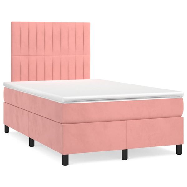 vidaXL Boxspring posteľ s matracom, ružová 120x190 cm, zamat