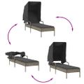 vidaXL Lehátko so strieškou a stolíkom sivé polyratan