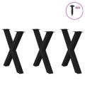 vidaXL Nohy k jedálenskému stolu v tvare X, 3 ks, čierne, 70 x (72-73) cm, oceľové
