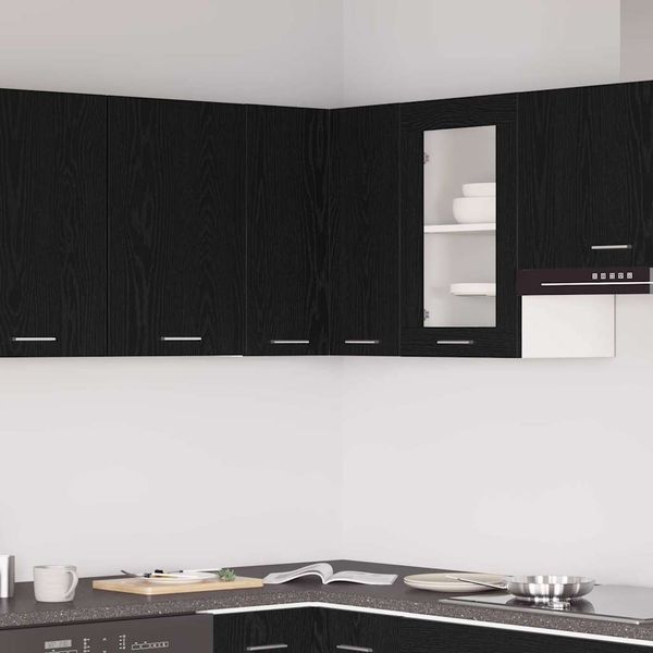 vidaXL Závesná skrinka s poličkou Lyon Čierny dub 57 x 57 x 60 cm