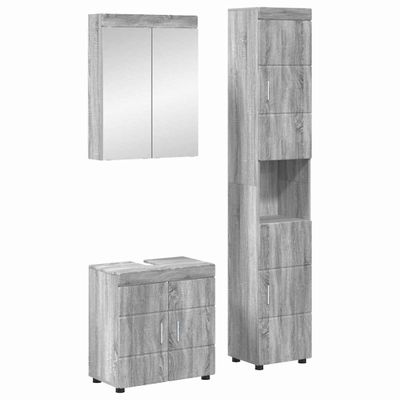 vidaXL Sada kúpeľňového nábytku TULUM 3 pcs Sivý Sonoma