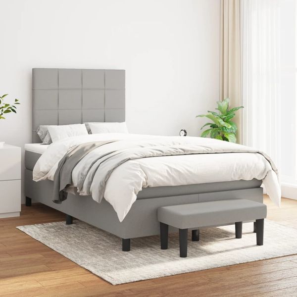 vidaXL Boxspring posteľ s matracom bledosivá 120x200 cm látka