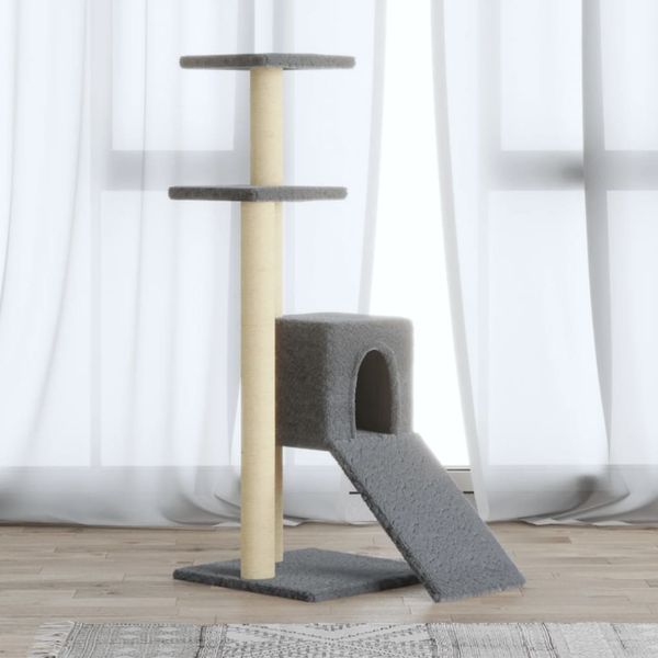 vidaXL Škrabadlo pre mačky so sisalovými stĺpikmi svetlosivé 92 cm