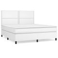 vidaXL Boxspring posteľ s matracom biela 180x200 cm umelá koža