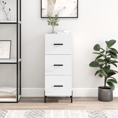 vidaXL Komoda lesklá biela 34,5x34x90 cm spracované drevo