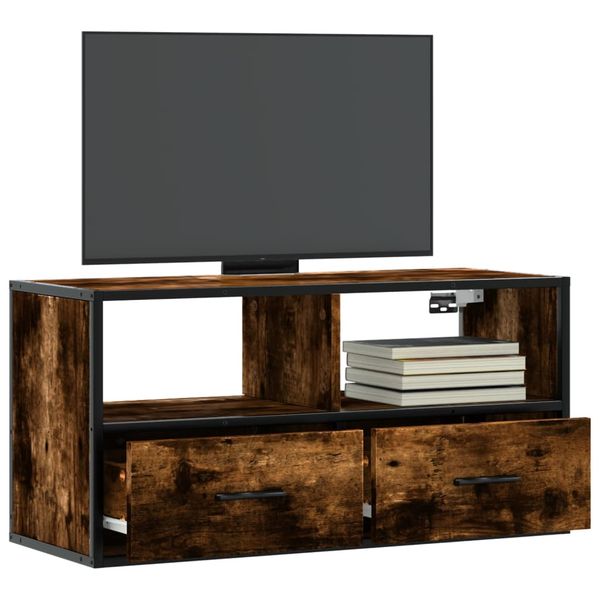 vidaXL TV skrinka dymový dub 80x31x39,5 cm kompozitné drevo a kov