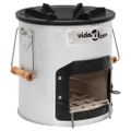 vidaXL Kempingový varič na drevo strieborný 45x25x26 cm oceľ